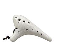 Ocarina wooden 12 Hole Ocarina Alto C Key Crackle Hand Painted Glaze Extended Beginner Professional(White cracks)