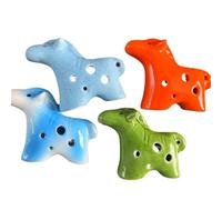Ocarina wooden 6hole Ocarina Pony Shape Crafts Beginner Instrument Playing(Gradient blue)