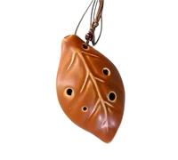 Ocarina wooden Mini 6 Hole Ceramic Ocarina For Professional Music Lovers With Lanyard And Leaf Shaped Design(Brown)