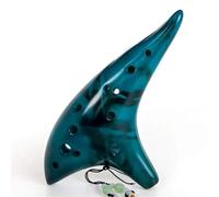 Ocarina wooden Ocarina 12 Note Middle C Ceramic Instrument Carrying Case For Beginners(Blue)