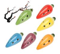 Ocarina wooden Ocarina 6 Hole Abstract Beginner Instrument Playing Singing Porcelain Flute(Yellow)