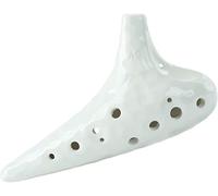 Ocarinas 12 Hole Beginners Practice Playing Cracked Glazed Ocarina, Creative Submarine-Shaped Clay Wind Instruments, Gifts for Music Lovers(Bianco,SF)