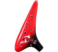Ocarinas 12 Hole High Pitched C (SC) Red and Black Glazed Clay Ocarina, Retro Creative Submarine Style National Wind Instrument, Unique Gift Decorations