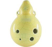 Ocarinas 6-Hole Alto C (AC) Cracked Ceramic Ocarina, Creative Gourd-Shaped Single-Chamber Wind Instrument,(Yellow)