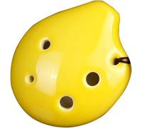 Ocarinas 6-hole High-pitched C (SC) Colored Glazed Clay Ocarina, Creative Art Drop-shaped Beginners Practice Wind Instruments, Packing Box+ Lanyard+teaching Materials(Yellow)