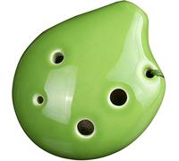 Ocarinas 6-hole High-pitched C (SC) Colored Glazed Clay Ocarina, Creative Art Drop-shaped Beginners Practice Wind Instruments, Packing Box+ Lanyard+teaching Materials(Green)