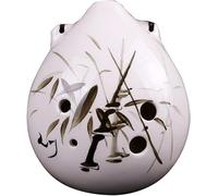 Ocarinas Adult Beginner 6-Hole Alto G Tone Hand-Painted Clay Ocarina, Creative Ink and Wind Drop-Shaped National Musical Instrument, Packing Box+Lanyard+ Teaching Materials