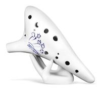 Ocarinas Alto C 12 Hole Ocarina Durable Ceramic Ocarina Instrument with Storage Holder White