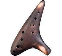 Ocarinas Beginners Practice 12-hole Alto C Clay Ocarina, Natural Smoked Submarine Flute Instrument, A Unique Gift, Cloth Bag + Lanyard + Teaching Materials