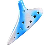 Ocarinas Blue and White Gradient Cracked 12-Hole Alto C (AC) Clay Ocarina, Adult Beginners Play A Submarine-Shaped Instrument, Art Decoration