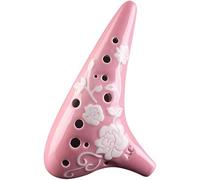 Ocarinas Idyllic Rose-Relief Submarine-Shaped Ocarina, Beginner's 12 Hole Alto C Flute Instrument, Artwork, Cloth Bag + Cleaning Stick + Mouthpiece Protector(Pink)