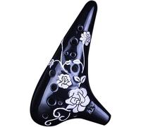 Ocarinas Idyllic Rose-Relief Submarine-Shaped Ocarina, Beginner's 12 Hole Alto C Flute Instrument, Artwork, Cloth Bag + Cleaning Stick + Mouthpiece Protector(Black)