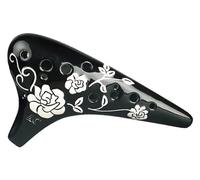 Ocarinas Ocarina 12 Hole Ac Ceramic Ocarina with Lanyard for Kids Beginners and Musicians Professional Playing Instrument Collects (Color : Noir, Size : 10 * 18cm)