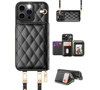 OCASE for iPhone 16 Pro Max Case, PU Leather Crossbody Zipper Wallet Case with Wrist Strap Lanyard, Kickstand, RFID Blocking Card Slots, Shockproof Phone Cover for 6.7 Inch 16 Pro Max, Argyle Black