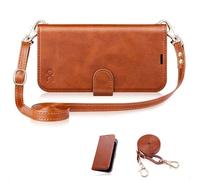 OCASE for Samsung Galaxy S24 FE Case with Strap, Adjustable and Detachable Crossbody Lanyard PU Leather Wallet Case with RFID Blocking, Card Holders, Kickstand, Shockproof Flip Cover, Brown