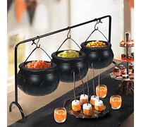 Ocastuted 3 Pieces Witches Cauldron, Large Cauldron Bowl, Halloween Cauldrons Candy Bowl, Black Witch Candy Holder, Sweet Bucket Halloween, 55x30x15.5cm, for Party Favor Decoration