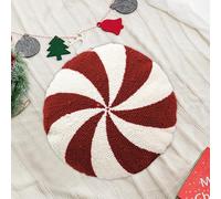 Ocastuted Christmas Candy Pillows, Candy Cane Throw Pillow, Round Candys Shaped Fleece Cushion, Cute Long Lumbar, For Home Sofa Bedroom Christmas Decor