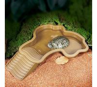 Ocastuted Reptile Habitat Turtle Bathing Pool, Tortoise Water Dish With Ramp, Reptile Water Bowl With Ladder, Habitat For Lizards Without Hose, Decorative Tortoise Waters Bowl