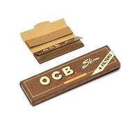 OCB 10 booklets of 32 sheets of unbleached virgin slim king size papers plus tips