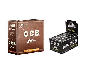 OCB 15437 VIRGIN King Size Slim UNBLEACHED Rolling paper - 1 box & Smoking Supplies, Paper, 1-Pack