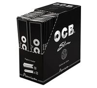 OCB 16972 Premium Slim-50 Booklets of 32 Sheets of Long Black Rolling Paper, 12 x 12 x 6 cm