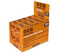 OCB 19400 Unbleached ActivTips Extra Slim 6 mm Ceramic Caps 1 Pack = 20 Boxes of 15 Activated Carbon Filters, Paper