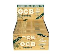 OCB Bamboo Rolling Papers King Slim 100mm Ultra Thin w/Filters 24 Count Display