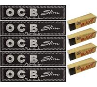 OCB King Size Rolling Paper (5 Pack) + Raw Original Filter Tips (4 Pack) - Natural, Unrefined Paper & Tips for Smooth Smoking Experience - Eco-Friendly, No Additives, Convenient Bundle