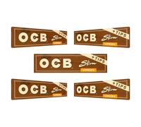 OCB Virgin King Size Papers + Tips, Slim, Unbleached, 8 Booklets