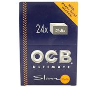 OCB, ultimate long rolling papers, slim rolls, 24 rolls with a paper level window, 15426