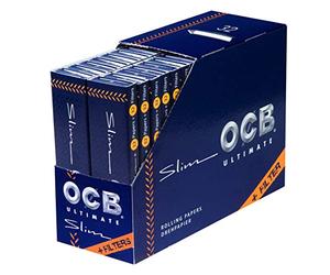 OCB Ultimate Ultra Thin Papers + Tips King Size Slim Reeds 2 Boxes (64 Booklets)