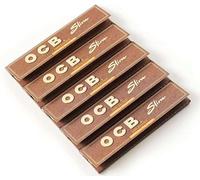 OCB Virgin King Size Slim Brown Rolling Papers - 5 Pack | Unbleached, Natural, Slow Burning | Eco-Friendly Ultra-Thin Cigarette Papers | 32 Leaves per Pack | Premium Smoking Accessories