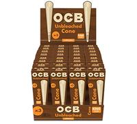 OCB Virgin Unbleached Pre-Rolled King Size Cones, 4.29 Inch / 109mm (96 Total Cones) 1 ¼ Size Ultra-Thin Natural Rolling Papers with Tips - Slow Burning, 100% Natural Acacia Gum, Unbleached Paper