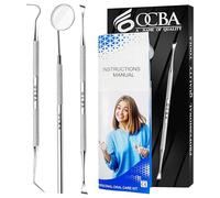 OCBA 3 Pcs Plaque Remover for Teeth Teeth Cleaning tools Mouth Mirror Double Headed Tarter Scraper & Tooth Pick Stainless Steel Plaque Remover for Dogs & Cats