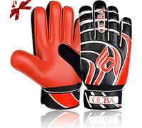OCBA Goalkeeper Gloves with Super Grip Latex and Shock Absorption Padding for Palm and Finger Protection, Available in Bright Colors (Red, 6)