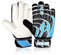 OCBA Goalkeeper Gloves with Super Grip Latex Having Shock Absorption Padding To Protect Kids' Palms and Fingers, Kids Goalie Gloves Available In Bright Eye-Catching Colors (Blue, 6)