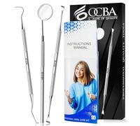 OCBA Plaque Remover for Teeth Cleaning Kit Stainless Steel Dental Plaque Removal Tool including Dentist mirror for Personal and Home Use