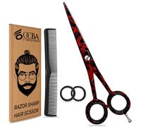 OCBA Professional 6" Hairdressing Scissor Sharp Hair Cutting Scissors for Barbers Hairdressers & Stylists Beard & Haircut Scissors for Men & Women (Black Fire)