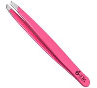 OCBA Tweezers for Facial Hair Women & Men for Precise Grooming of Eyebrows - Professional Stainless Steel Black Color Coated Eyebrow Tweezers for Ingrown Hair on Nose Ear (Pretty Pink)