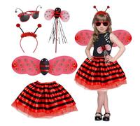 OCBIE Ladybird Costume for Children: Cute Carnival Costume for Girls with Wings Headband and Tulle Skirt - Perfect for Carnival Halloween and Fancy Dress
