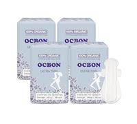 OCBON Ultra Thin Sanitary Pads Overnight - 100% Organic Texan Cotton Cover with Wings (35cm, 40 Counts)