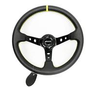 OCC MOTORSPORT OFFSET STEERING WHEEL TRACK MODEL LEATHERETTE BLACK ARMS - 90 MM FULL DISH WHEEL - 350MM (14 INCH)