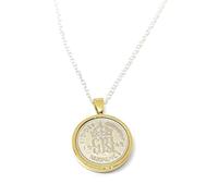OCC Old Coin Cufflinks 1945 Lucky sixpence Solid Pendant 80th Birthday plus a Sterling Silver 18in Chain GLD