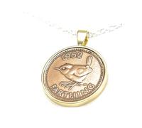 OCC Old Coin Cufflinks 1952 Original British Farthing Solid Pendant for a 73rd birthday GLD