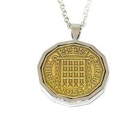 OCC Old Coin Cufflinks 1955 Solid Pendant Threepence 71st Birthday plus a Sterling Silver 18in Chain 71st birthday gifts for women SLV