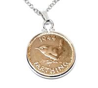 OCC Old Coin Cufflinks Cinch Pendant 1944 Lucky Farthing 81st Birthday plus a Sterling Silver 18in Chain