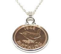 OCC Old Coin Cufflinks Cinch Pendant 1948 Lucky farthing 78th Birthday plus a Sterling Silver 18in Chain