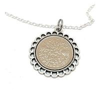 OCC Old Coin Cufflinks Fine Pendant 1955 Lucky sixpence 70th Birthday plus a Sterling Silver 18in Chain
