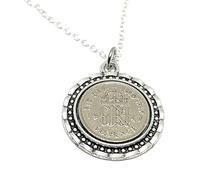 OCC Old Coin Cufflinks Leaf Pendant 1947 Lucky sixpence 78th Birthday plus a Sterling Silver 18in Chain