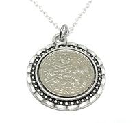 OCC Old Coin Cufflinks Leaf Pendant 1965 Lucky sixpence 60th Birthday plus a Sterling Silver 18in Chain